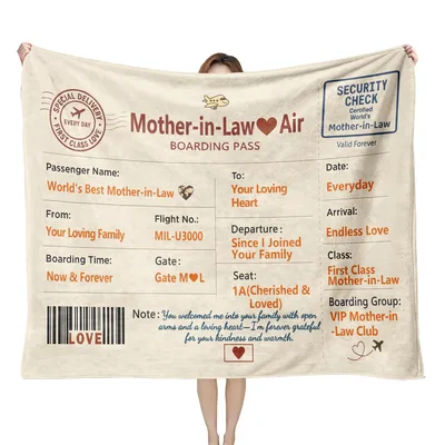Mother-in-Law Boarding Pass Blanket: A Heartfelt Travel Ticket Design