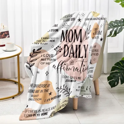 Mom Affirmations Blush Peach Blanket: Daily Positivity for Motherhood