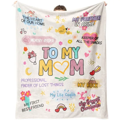 To My Mom Heartfelt Doodle Words Blanket Celebrating Her Roles