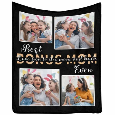 Bonus Mom Photo Collage Blanket Celebrating Your Special Bond