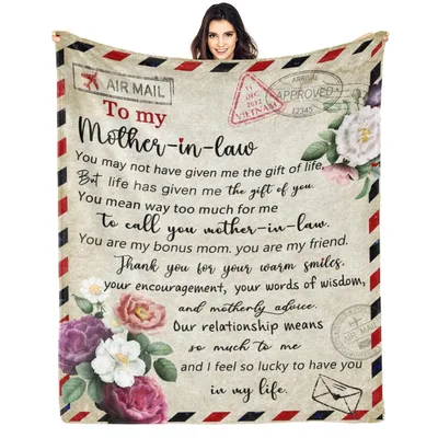 Mother-in-law Letter Floral Blanket: A Sentimental Air Mail Gift