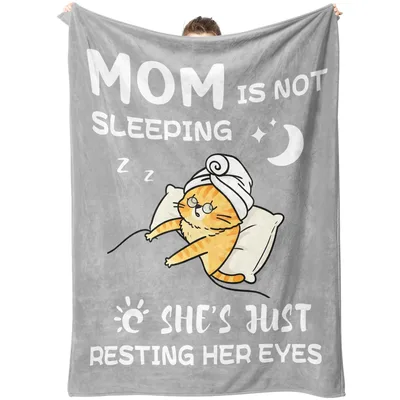 Funny Mom Sleeping Cat Blanket: Resting Her Eyes Design