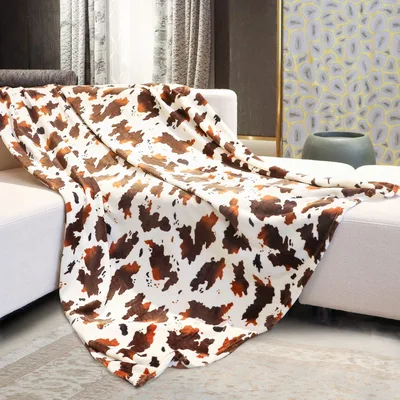 Brown Cow Spots Pattern Blanket for Farm Lovers and Rustic Decor