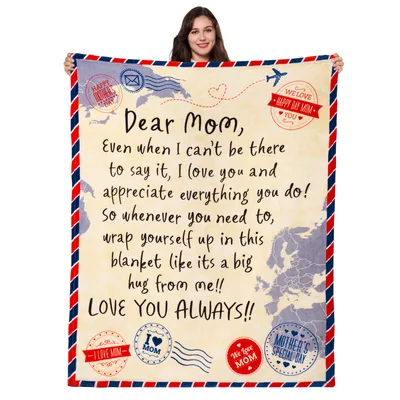 Dear Mom Airmail Letter Blanket: A Personal Note Design for Family