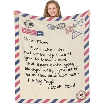 Dear Mom Airmail Letter Blanket No. 2 for Long-Distance Love