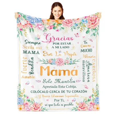 Best Mom in the World Mama Blanket with Spanish Love Notes