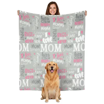 Funny Mom Typography Pattern Blanket for Dog Lovers