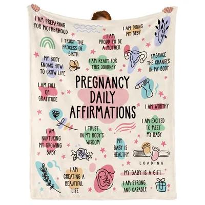 Pregnancy Daily Affirmations Quotes Blanket for New Moms