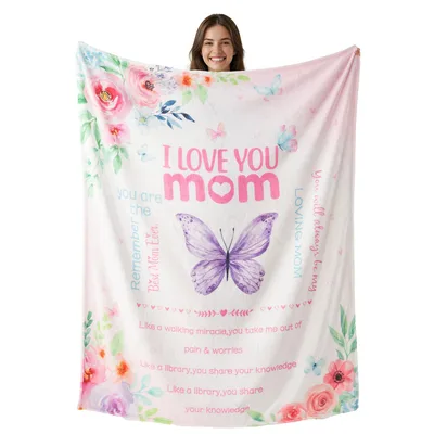 I Love You Mom Butterfly Blanket: A Purple Winged Tribute to Moms