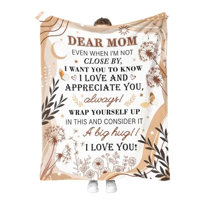 Dear Mom Letter Blanket: A Big Hug with Dandelions and Flowers