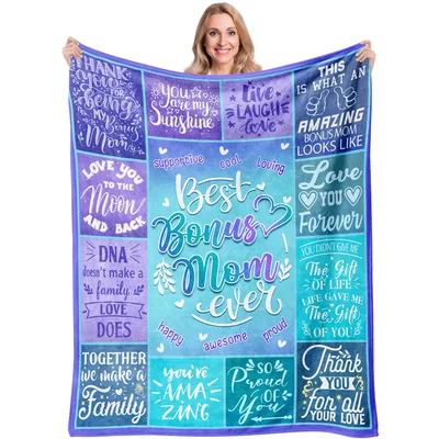 Best Bonus Mom Ever Blanket featuring quotes