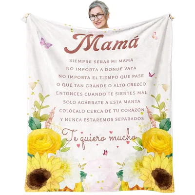 Mamá Te Quiero Mucho Blanket: Sunflower Poem for Mom
