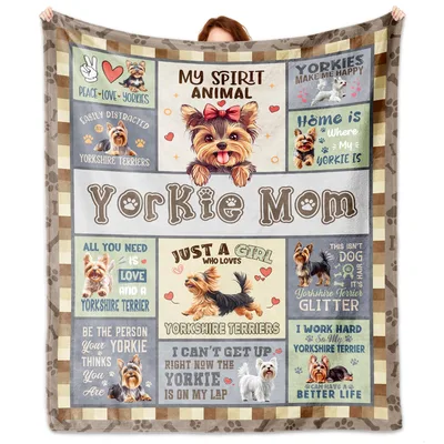 Yorkie Mom Dog Lover Blanket: Yorkshire Terrier Collage Design