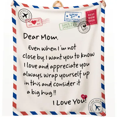 Dear Mom Airmail Letter Design Blanket for Long-Distance Love