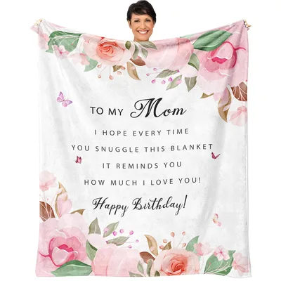 To My Mom Birthday Flowers Blanket features watercolor pink