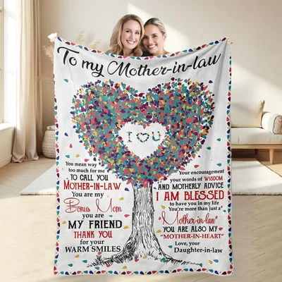 To My Mother in Law Heart Blanket: A Bonus Mom Tree Design
