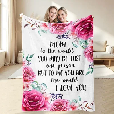 Mom to the World Blanket: Floral Quote for Mom