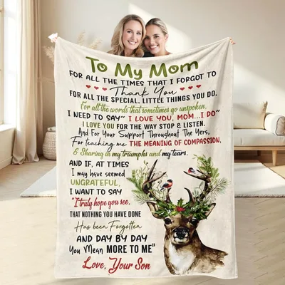 To My Mom Deer Letter Blanket: A Poetic Tribute to Maternal Love