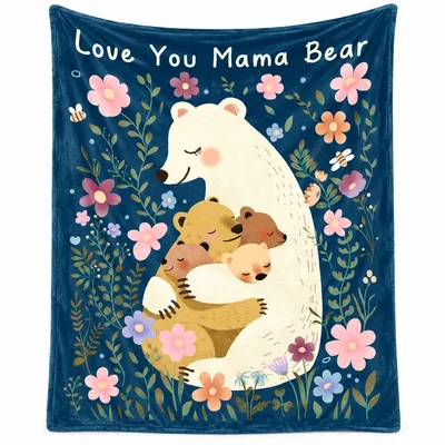 Love You Mama Bear Blanket: Cuddly Bear Family Design
