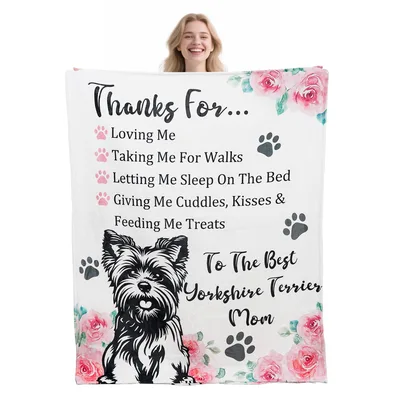 Thanks for Loving Me Yorkie Blanket - Yorkshire Terrier Mom Gift
