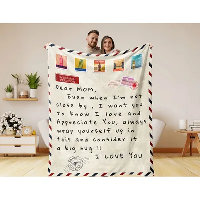Dear Mom Air Mail Letter Blanket: A Huggable Note for Her