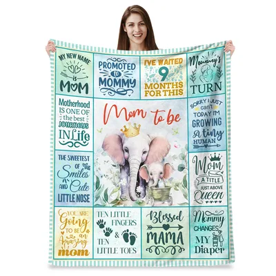 Promoted to Mommy Gender Blanket featuring elephant art