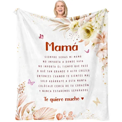 Mama Spanish Poem Blanket: A Floral Gift for Mom in Spanish