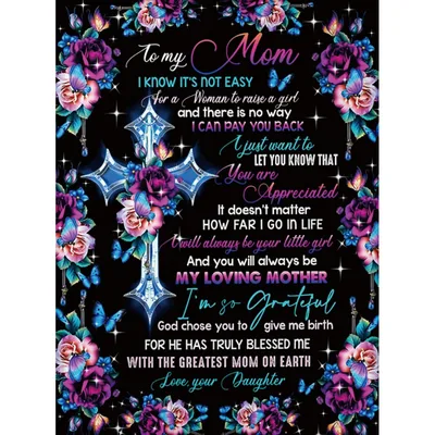 To My Mom Letter Blanket: A Daughter's Gratitude with Cross and Roses