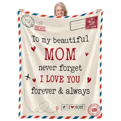 To My Beautiful Mom Blanket: Airmail Design with Forever Love Message