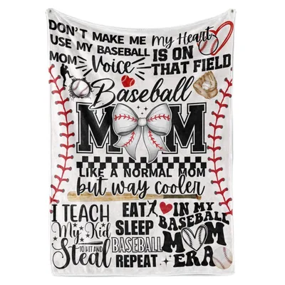 Baseball Mom Typography Quotes Blanket for Field Day
