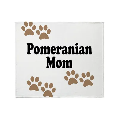 Pomeranian Mom Paw Prints Blanket for Fluffy Dog Lovers