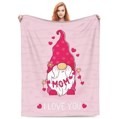 Gnome Mom I Love Blanket with Polka Dot Gnome Design