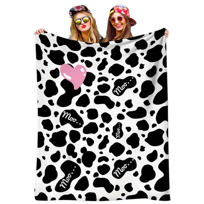 Cow Print Mom Heart Blanket: Moo... Design with Pink Heart