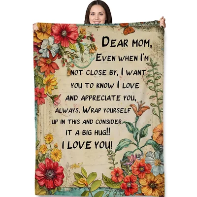 Dear Mom Message Blanket: Floral Design with Heartfelt Words