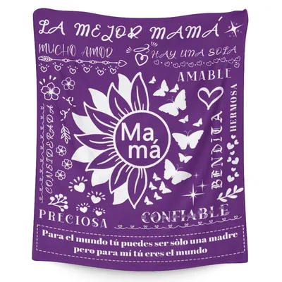 Mejor Mamá Sunflower Blanket: A Purple Tribute to Mom