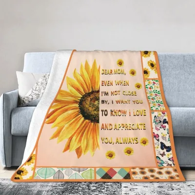 Dear Mom Sunflower Letter Blanket: A Warm Message for Distant Children