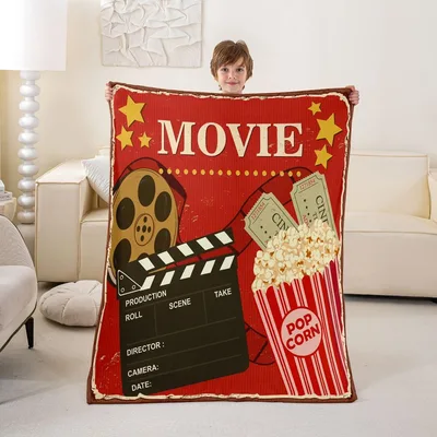 Cinema Lover Blanket: Vintage Movie Theme Throw for Film Fans