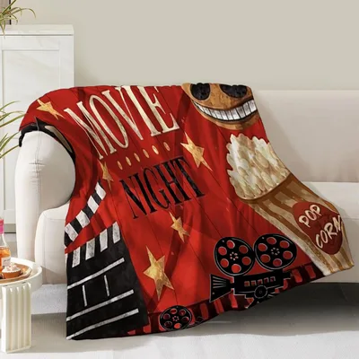 Movie Night Cinema Popcorn Blanket for Movie Theater Lovers