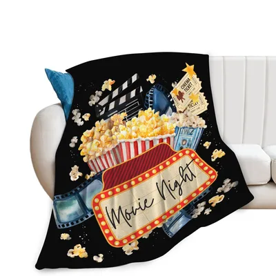 Movie Night Popcorn Theater Blanket for Cinema Lovers