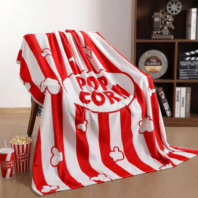 Movie Night Popcorn Stripes Blanket: Classic Theater Design