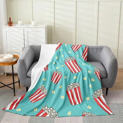 Popcorn Movie Theater Pattern Blanket for Cinema Lovers