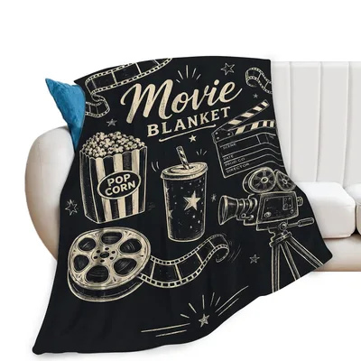 Movie Theater Film Lover Blanket: Vintage Cinema Art for Movie Nights