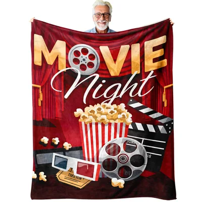 Movie Night Film Reel Blanket: Cinema Themed Throw for Movie Lovers
