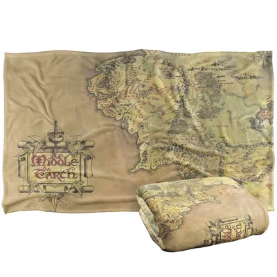 Antique Fantasy World Map Blanket: Middle Earth Adventure Throw