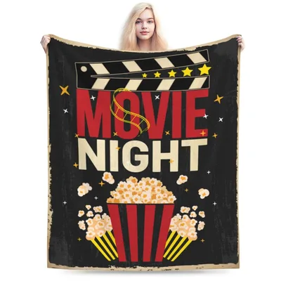 Movie Night Popcorn Clapboard Blanket for Cinema Lovers