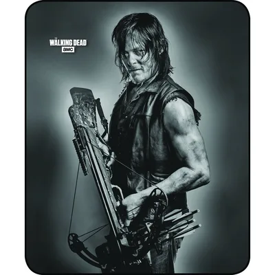 Crossbow Hunter Grayscale Portrait Blanket: Daryl Dixon Art Design