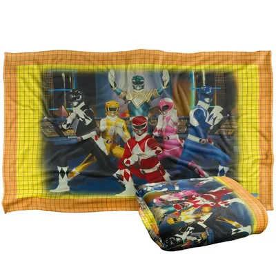 Heroes Team Stance Pose Blanket: Retro Power Rangers Group Art