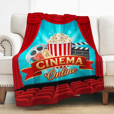 Popcorn Cinema Movie Theme Blanket for Home Theater Lovers