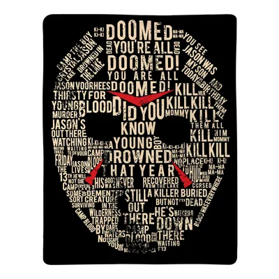 Killer Hockey Mask Word Blanket: Doomed Typography Art