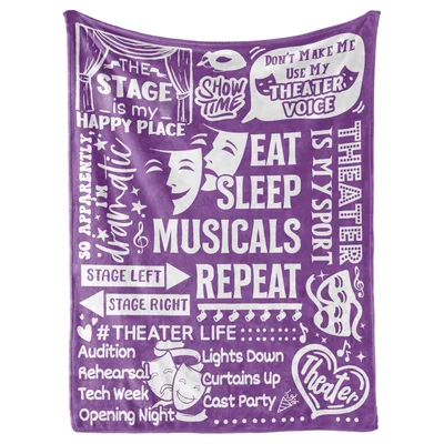 Theater Musicals Word Collage Blanket for Drama Lovers